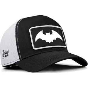 V2 Trucker Yarasa - 2 Kod Logolu Unisex Siyah-Beyaz Cordura Kumaş Şapka (Cap)