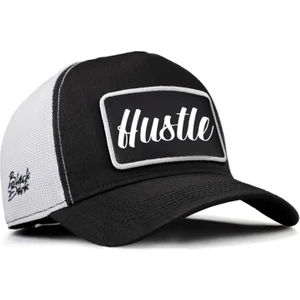 V2 Trucker Hustle - 2 Kod Logolu Unisex Siyah-Beyaz Cordura Kumaş Şapka (Cap)