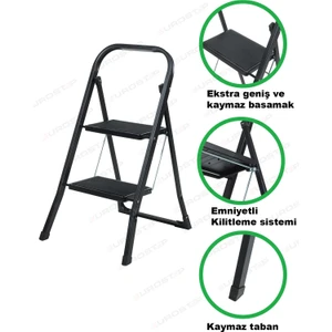 2 Basamak Siyah Merdiven Geniş Basamaklı Minitower, Mt2
