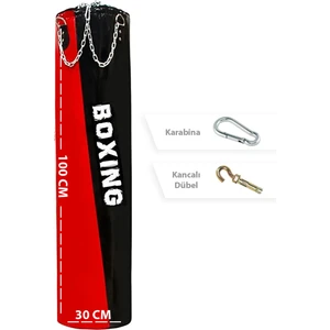Spor Byfit 100 cm x 30 cm Kırmızı-Siyah Dolu Boks Torbası + Tavan Askı Kancası