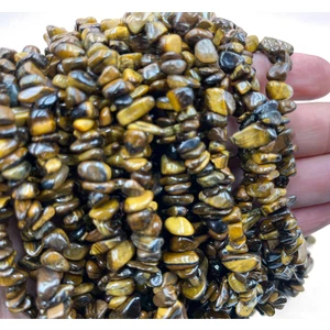 Kaplan Gözü Doğal Kırık Taş Dizi Boncuk Aksesuar Takı Kolye Bileklik (1 Dizi)