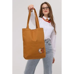Çınar Bez Çanta 3 Cepli Kelebek Saat Baskılı Kiremit Gabardin Çanta