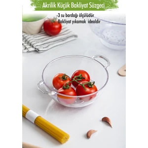 EW's Kitchenware Akrilik Şeffaf Mini Pirinç Süzgeçi & Bakliyat Süzgeçi (3 Su Bardağı Ölçülü)
