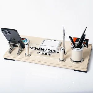 İsimlik Sepeti Idea Bej Masaüstü Isimlik Seti Yeni Iş Hediye Deri Ofis Masa Isimliği