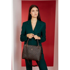 Pierre Cardin Kadın Kahve Monogram Omuz Çantası 05PO22K1592-MN Kh