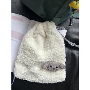 Sumicorn Design Sevimli Peluş Pötikareli Astarlı,büzgülü,ipli,düzenleyici Kese,makyaj Çantası