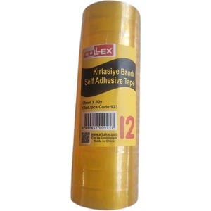 Şeffaf Para Bandı 12 Adet Collex 12 mm 30 Y Selo Bant
