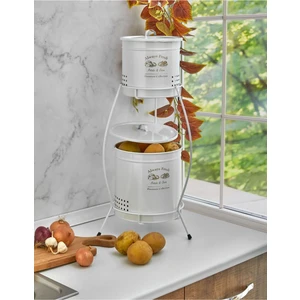 Merisa Home 2 Katlı Patates Soğan Metal Saklama Kovası Beyaz