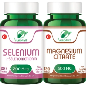 Set 120 Tablet Selenyum 200 Mcg Selenium Magnezyum Sitrat 500 Mg Magnesium Citrate