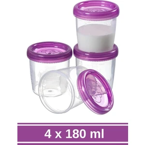 4 Adet Bebek Mama Yoğurt Saklama Kabı, Besin Ölçekli Sızdırmaz Mama Kabı 4’lü Set (4X180ML)