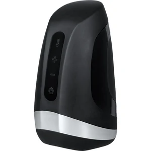 Men Heat Vibratiion Masturbator Gerçekçi Olmayan, Silikon, Siyah, 15 cm