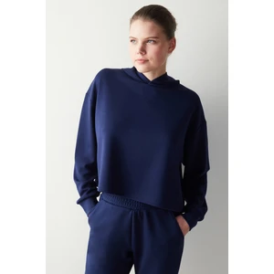 Lacivert Kapüşonlu Silky Feel Sweatshirt
