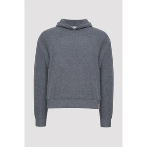 Antrasit Kapşonlu Fitilli Yumuşak  Sweatshirt