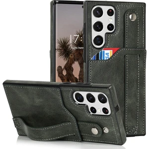 Samsung Galaxy S24 Ultra Kabuk Retro Rfıd Engelleme Bileklik Telefon Kapağı Pu Deri Kılıf (Yurt Dışından)