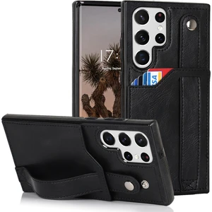 Samsung Galaxy S24 Ultra Kabuk Retro Rfıd Engelleme Bileklik Telefon Kapağı Pu Deri Kılıf (Yurt Dışından)