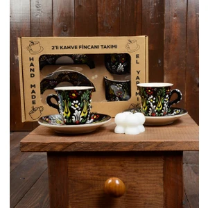 Fiorella Gift Kütahya El Yapımı Çini Kabartmalı 2 Takım Kahve Fincanı