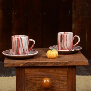 Fiorella Gift Kahve Fincanı 2 Kişilik Takım Ebruli Serisi