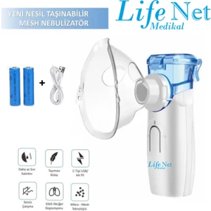 Life Net Medikal Taşınabilir Mesh Nebulizatör Şarzlı Süper Sessiz Yeni Nesil Nebulizatör YS35