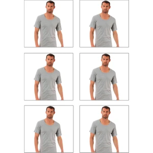 Özkan Underwear 0115 6'lı Paket  Erkek Ribana Bisiklet Yaka Yarım Kol Fanila
