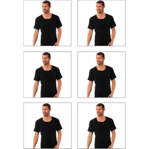 Özkan Underwear 0115 6'lı Paket  Erkek Ribana Bisiklet Yaka Yarım Kol Fanila