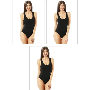 Özkan Underwear 0602 3'lü Paket Kadın Pamuklu Kalın Askılı Kancalı Çıtlıtlı Body