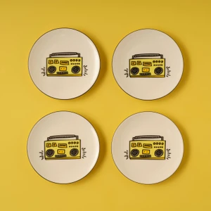 Bella Maison Keith Haring Fun Porselen Pasta Tabağı 4'lü Sarı (19 Cm)
