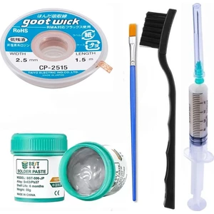 Krem Lehim Solder Paste 183°C SN63/PB37 50G Flux Lehim Toplama CP2515 Lehim Emme Teli 2,5 mm 5in1