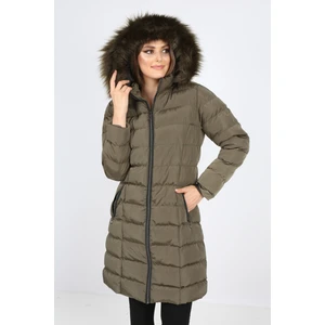 Elegant Life Kadın Haki Renk Şişme Mont Kaban Parke