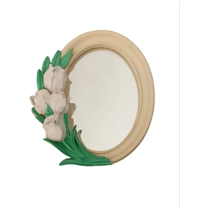 Lale Desenli Kabartmalı Oval Polyester Ayna