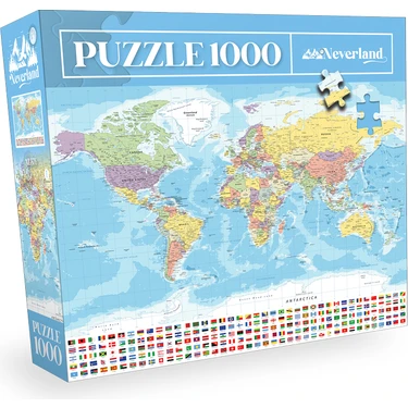 Neverland 1000 Parça Puzzle - World Map-I (Dünya