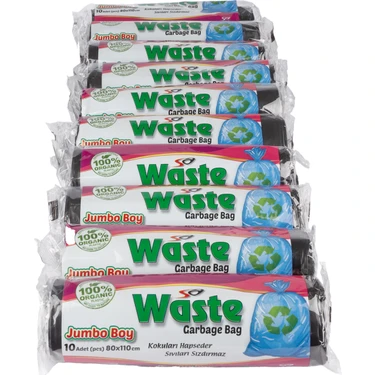 Sa Waste Jumbo Boy Çöp Poşeti 80*110 cm 10'lu Set 100