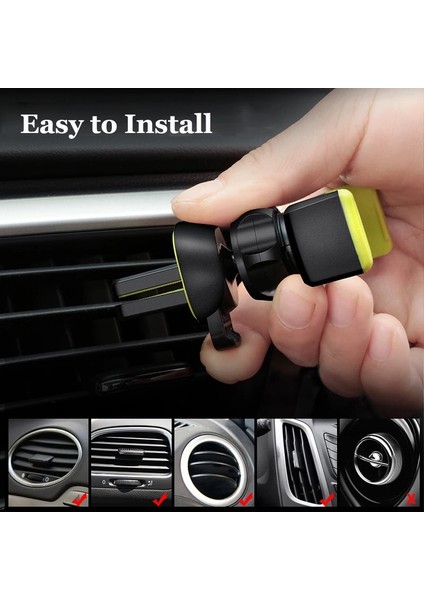 Siyah Gri Tarzı Arabada Telefon Için Araç Tutucu Havalandırma Klipsi Montajı Manyetik Cep Telefonu Yok Hole Derecesi Hücre Standı Desteği iPhone 11 x 7 (Yurt Dışından) modelleri