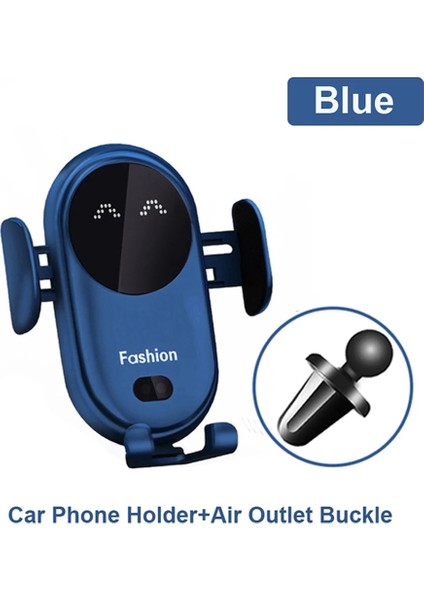 Mavi Havalandırma Tipi Stili Fashio Qi Otomatik Sıkma 10W Hızlı Kablosuz Şarj Araç Tutucu Akıllı Kızılötesi Sensör Hava Firar Montaj Cep Telefonu Standı (Yurt Dışından)