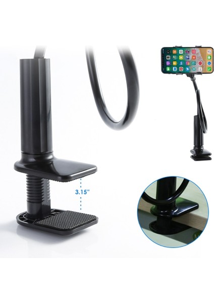 Siyah Stil Evrensel Telefon Tutucu Yatak Masası Klip Tembel Esnek Deve Boynu Kelepçe Uzun Arms iPhone Için Montaj Yatak Masası Cep Telefonu Tutucu (Yurt Dışından) indirimleri