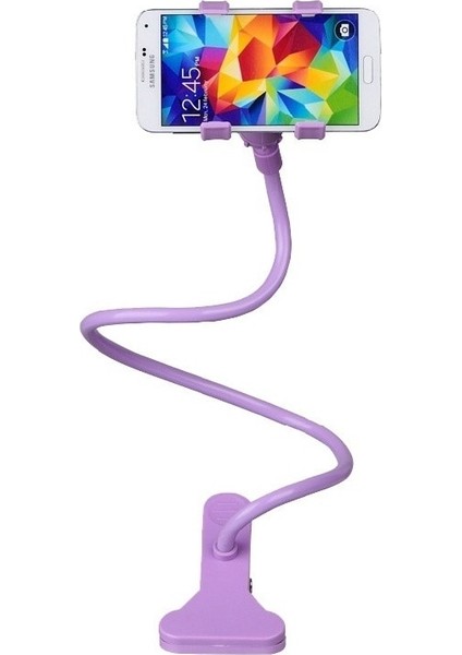 Mor Tarzı 360 Klip Cep Telefonu Tutucu Standı Taşınabilir Esnek Tembel Yatak Masaüstü Braketi Montaj Standı Taban Braketi Desteği 75CM (Yurt Dışından)
