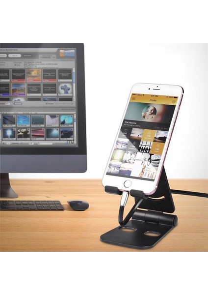 Beyaz Stil Evrensel Telefon Tutucu Tembel Ayarlanabilir Şarj Tabanı Masaüstü Telefon 8 Inçe Kadar Katlanabilir Telefon Standları Mini Standları (Yurt Dışından) indirimleri
