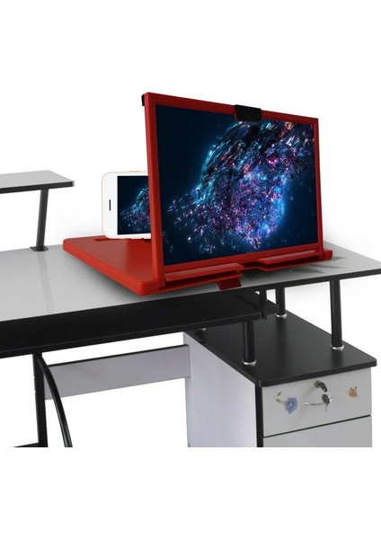 Beyaz 12 Inç Stili Inç 3D Cep Telefonu Ekran Projeksiyon Amplifikatörü Akıllı Telefon Masaüstü Braketi Evrensel Cep Telefonu Ekran Büyüteç Tutacağı (Yurt Dışından) fırsatları