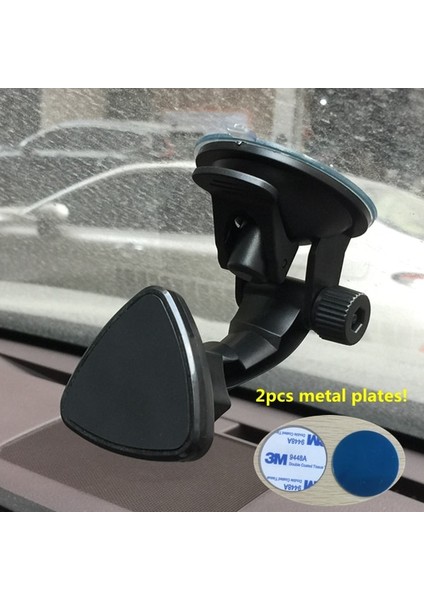 Üçgen Tüm Siyah Stil Ayarlanabilir Manyetik Araç Tutacağı Mıknatıs Araç Telefonu Tutacağı Dönebilen Stand Montaj Desteği Evrensel Ön Cam Tutacağı Serbest El (Yurt Dışından)