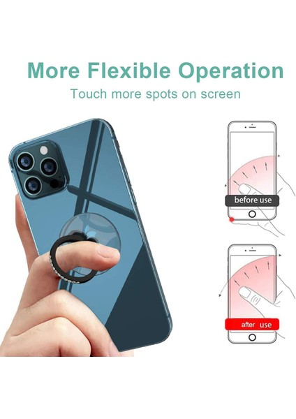 Kare-Siyah Stil Elmas Cep Telefonu Zil Tutacağı Stand Şeffaf Parmak Tutacağı Net 360 Derece Döndürme Kickstand Uyumlu Iphone'lar (Yurt Dışından) fırsatları