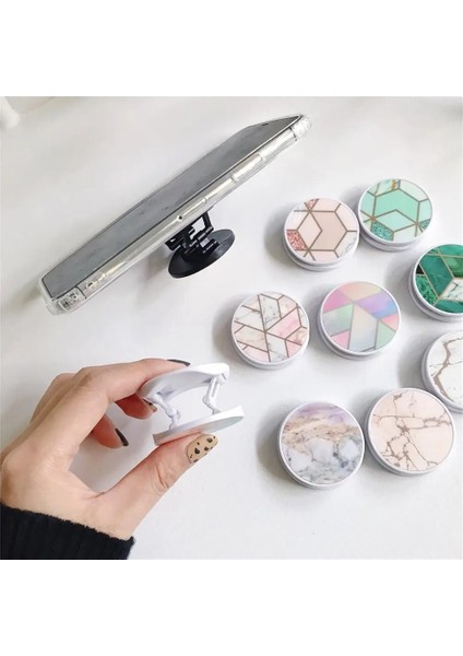 C18 Stili Parlak Popüler Mermer Genişleyen Telefon Standı Kavrama Parmak Yüzük Desteği Düşme Önleyici Yuvarlak Katlanabilir Cep Telefonu Tutucu iPhone 11 Için (Yurt Dışından) modelleri