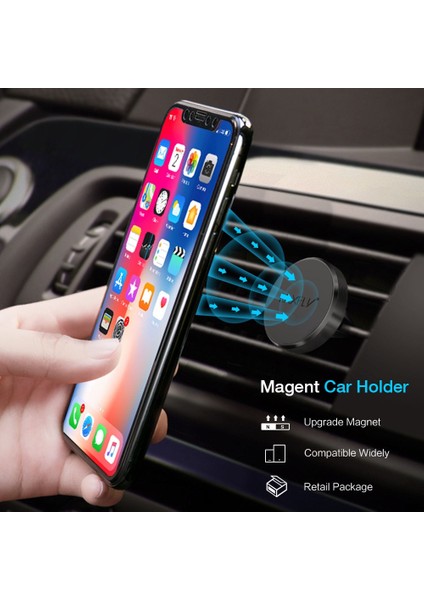 Siyah-2 Tarzı Raxfly Manyetik Telefon Tutucu Araba Redmi 4x Note 5 Pro Hava Firar Montaj Tutucu Telefon Için Arabada Mıknatıs Standı iPhone x Xs Max (Yurt Dışından) modelleri