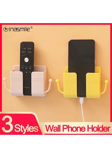 C-5 Adet Sarı Stil Duvara Monte Organizatör Saklama Kutusu Için ipad Tutucu Şarj Kulaklık Cep Telefonu Fişi Uzaktan Kumanda Kanca Tutucu Standı (Yurt Dışından) fırsatları