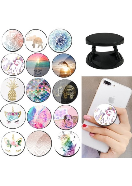 No.12 Tarzı Zuczug Güzel Unicorn Boyalı Katlanabilir Telefon Standı Sahipleri Akıllı Telefonlar ve Tabletler Için Cep Telefonu Evrensel Parmak Yüzük Tutucu (Yurt Dışından) modelleri