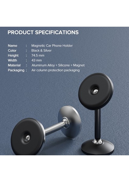 Metal Plaka Stili Zsuxtcalüminyum Alaşım Uzun Boylu Manyetik Araç Telefonu Tutucu Çift 360 Döndürme Topu Pano Montaj Standı Braketi Mobil Tutucu Standı (Yurt Dışından) modelleri