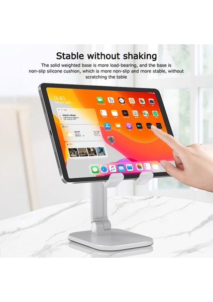 Beyaz Stil Katlanabilir Masa Cep Telefonu Tutucu iPhone iPad Pro Tablet Için Standı Esnek Metal Masa Masaüstü Ayarlanabilir Hücre Akıllı Telefon Standı (Yurt Dışından) fırsatları