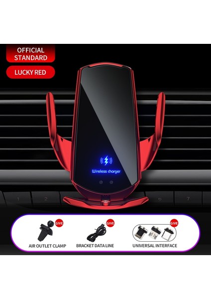 Kırmızı Stil Araç Telefonu Tutacağı Kablosuz Şarj Cihazı Araç Montaj Tutacağı Elektrikli 15W Hızlı Şarj Iphonesamsung Için (Yurt Dışından)