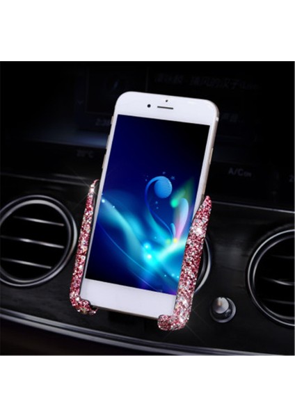 Pembe Tarzı Crystal Diamond Evrensel Araç Telefonu Tutucu Bling Rhinestone Araba Hava Firar Montaj Standı iPhone Samsung Için Cep Telefonu Tutucu (Yurt Dışından)