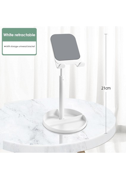 Z57-LIFT-BEYAZ Stili Z57 Masaüstü Telefon Standı Katlanır Evrensel Tablet Telefon Tutucu Tembel Ipad Canlı Web Dersi Braketi Teleskopik Metal Taşınabilir (Yurt Dışından)