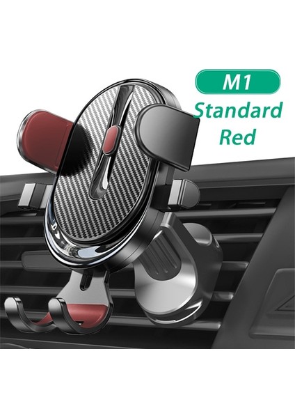 M1 - Standart Kırmızı Stil Yükseltme Havalandırma Araç Telefonu Tutucu Metal Kancalı Stand cl Döndürme Otomatik Hava Çıkışı Akıllı Telefon Montaj Desteği Braket Kelepçesi (Yurt Dışından)