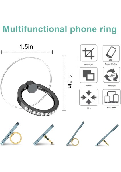 Kalp-Gül Altın Stili Elmas Cep Telefonu Zil Tutacağı Stand Şeffaf Parmak Tutacağı Net 360 Derece Döndürme Kickstand Uyumlu Iphone'lar (Yurt Dışından) modelleri